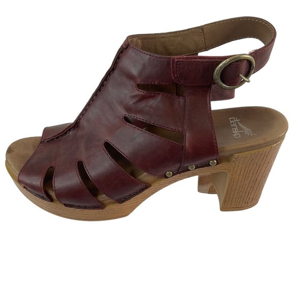 Dansko Shoes - Dansko Shoes Womens Sz EU 41 US 10-10.5 Red Sandal Demetra Leather Platform Bloc